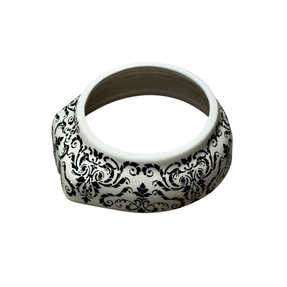 Ceramic Candle Hearth With Black Floral Scroll Print Pattern - Picture 2 of 12